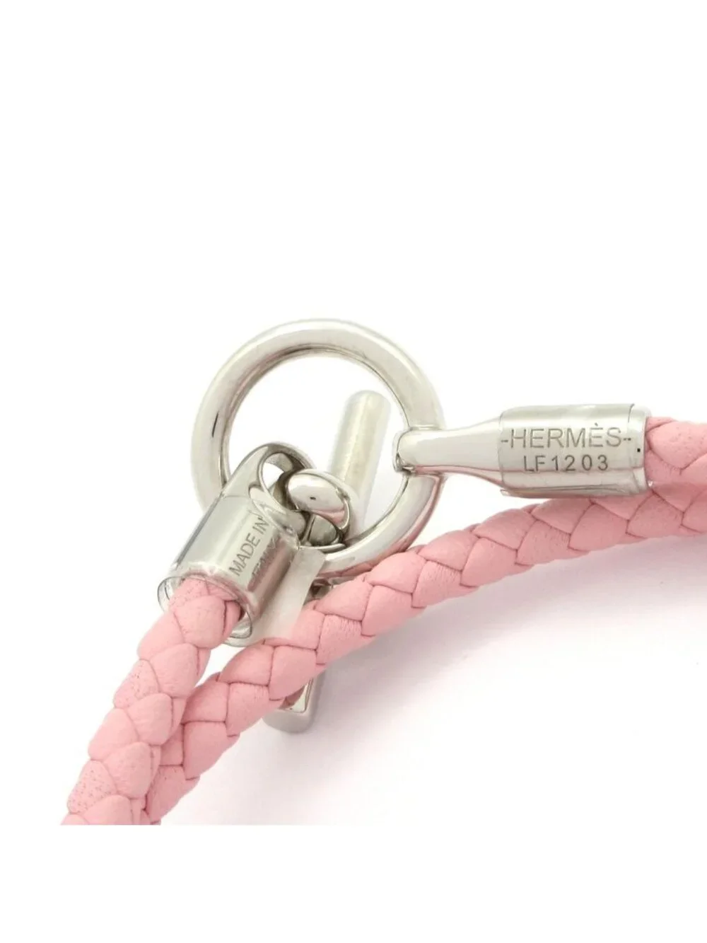 Hermes Bracelet Glenan Leather Light Pink Silver